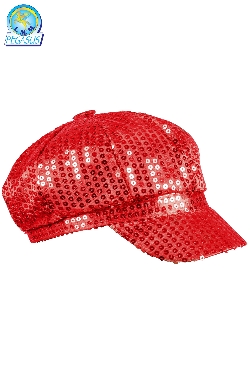 BERRETTO DISCO PAILLETTES ROSSO
